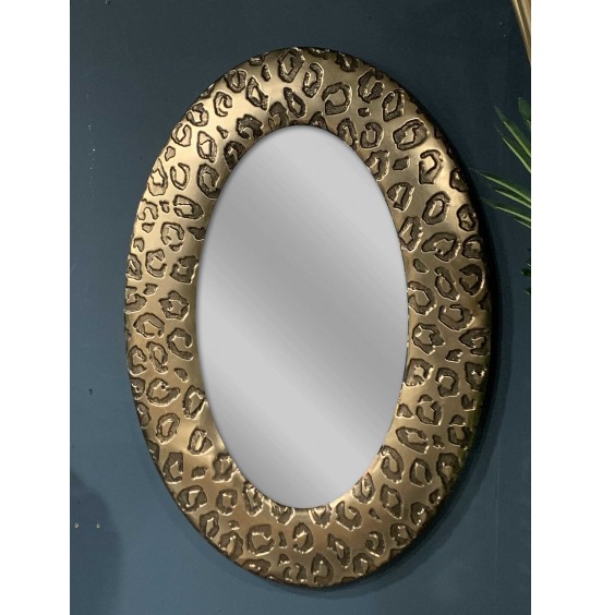 S/2 OVAL AYNA ANT.ALTIN ​​DEMİR LEOPAR 46x66CM