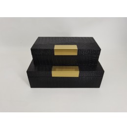 S/2x2 DİKDÖRTGEN KUTU SİYAH TIMSAH 30x15x8cm/34x20x10cm S/2x2 DİKDÖRTGEN KUTU SİYAH TIMSAH 30x15x8cm/34x20x10cm