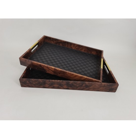 SET/2x2 DİKDÖRTGEN TEPSİLER 43x30x4,7CM/46x33x5CM