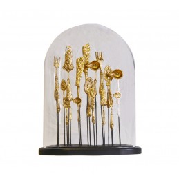GOLD REÇİNE ÇATAL BIÇAK ÜZERİNDE OVAL KÜRE 33,5x19x41,5CM
