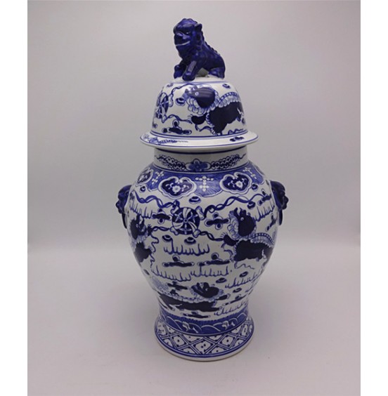 KAVANOZ PORSELEN BEYAZ/MAVİ 65cm