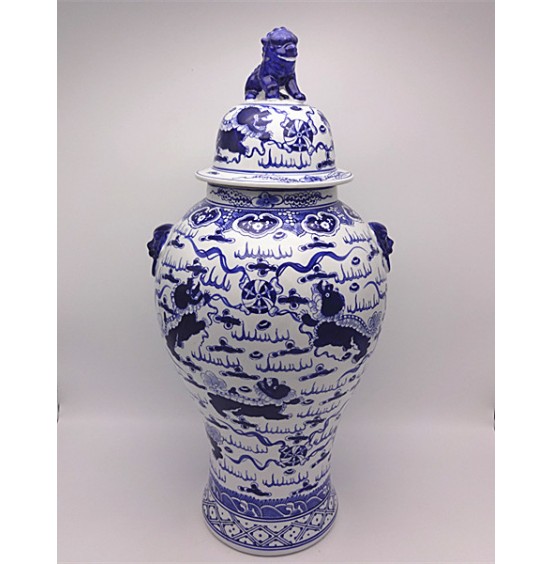 KAVANOZ PORSELEN BEYAZ/MAVİ 80CM