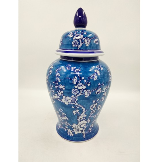 KAVANOZ SERAMİK MAVİ/BEYAZ ERİK ÇİÇEĞİ 24x46CM