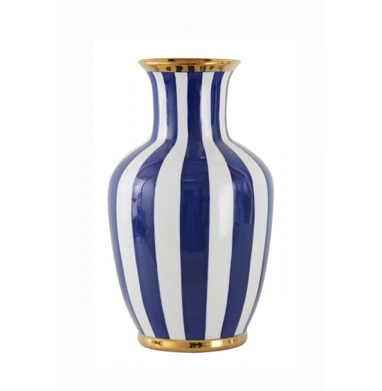 BEYAZ/MAVİ VAZO ÇİZGİLİ 37,5CM