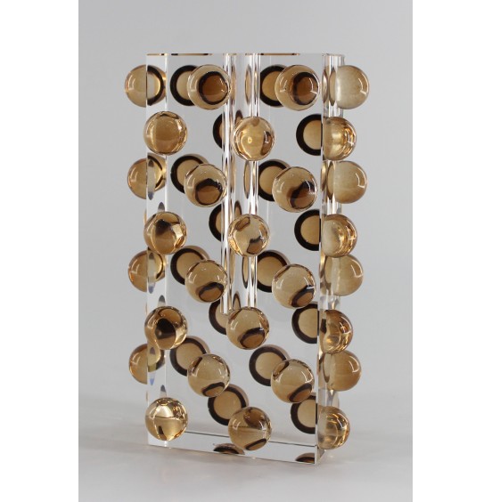 VAZO ÜZERİNE RENKLİ AMBER KRİSTAL TOPLAR 12x7x20CM