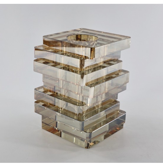 RENKLİ AMBER KRISTAL VAZO 12x12x18CM