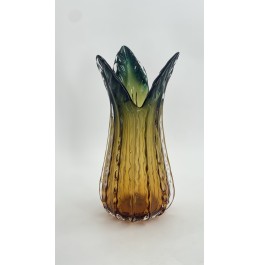 YEŞİL/KEHRİBAR CAM VAZO 17x38CM