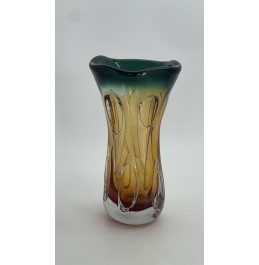 YEŞİL/KEHRİBAR CAM VAZO 18x34CM