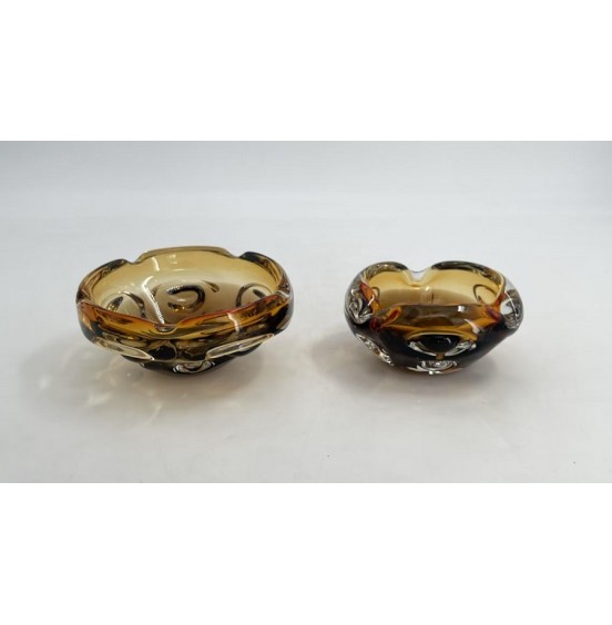 S/2 KÜL TABLASI KEHRİBAR/KAHVERENGİ CAM 16x8/20x9CM