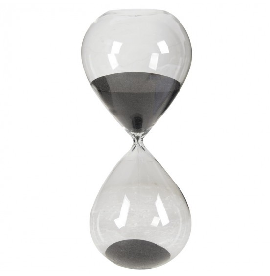 CAM KUM SAATİ SİYAH (2 saat) 38CM