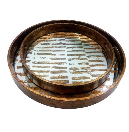 S/2 YUVARLAK AYNA TEPSİ 46x4,5CM-37x4,5CM