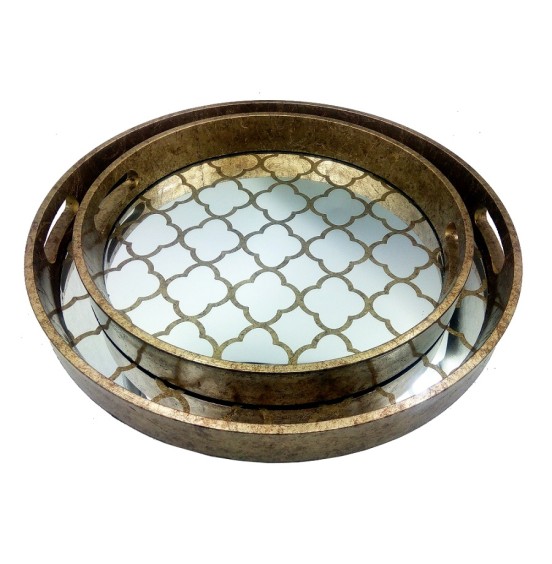 S/2 YUVARLAK AYNA TEPSİ 46x4,5CM-37x4,5CM