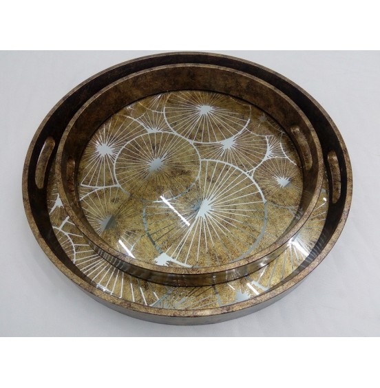 S/2 YUVARLAK AYNA TEPSİ 46x4,5CM-37x4,5CM