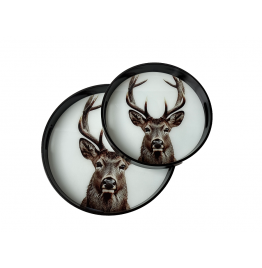 2Lİ GEYİK DETAY YUVARLAK TEPSİ 46x4,5CM-37x4,5CM