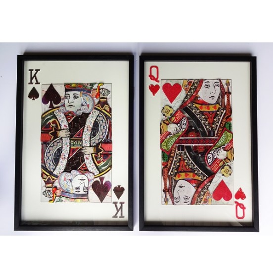 S/2 ÇERÇEVELER KING SPADE-QUEEN HEART 60x90CM