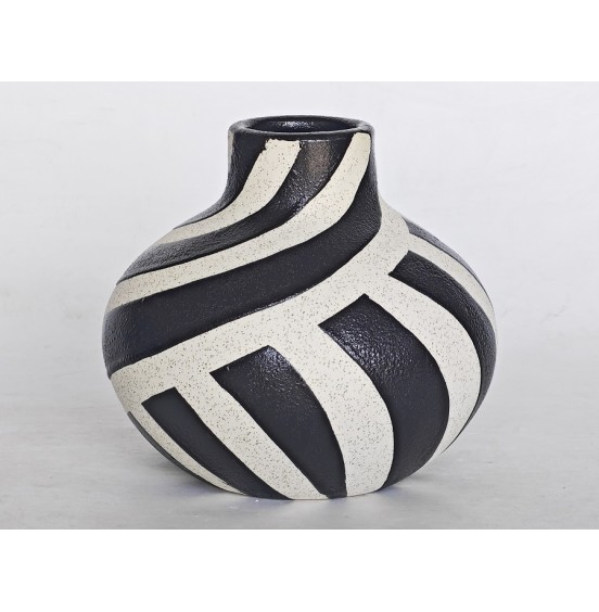  BEYAZ/SİYAH MAT SERAMİK VAZO 21,5x19CM