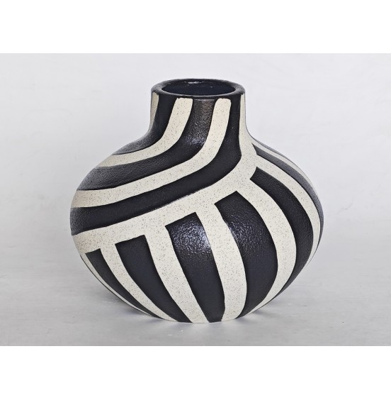  BEYAZ/SİYAH MAT SERAMİK VAZO 26,5x23CM