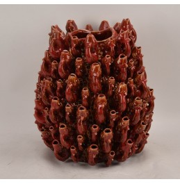 KIRMIZI/TURUNCU BALIK DETAY VAZO 34x36CM