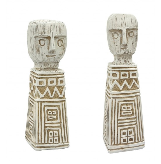 S/2 BEYAZ/BEJ REÇİNE HEYKELİ 22CM/29,5CM