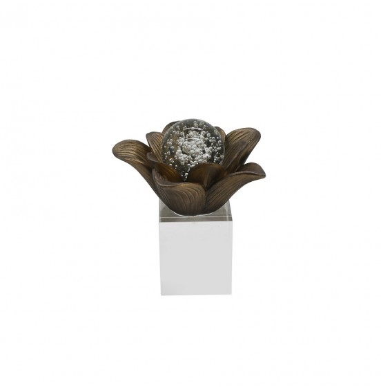REÇİNE ÇİÇEK + KRİSTAL TABANLI  14,5x14,5x16,5CM