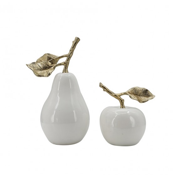 DEKORATİF BEYAZ ELMA+ARMUT 16x12,5x18CM/17x14x30CM