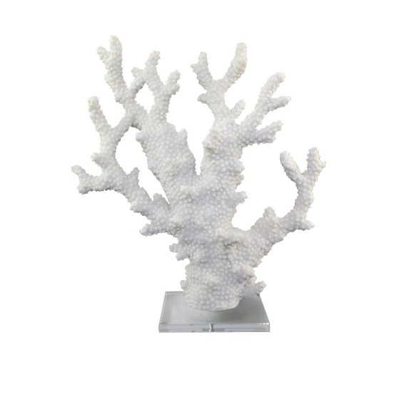 AKRİLİK TABAN ÜZERİNDE REÇİNE BEYAZ MERCAN 29x10x33CM