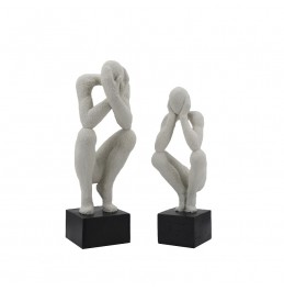 S/2 BEYAZ REÇİNE HEYKEL TABAN ÜZERİNDE 41CM/47CM