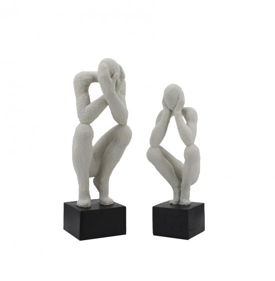 S/2 BEYAZ REÇİNE HEYKEL TABAN ÜZERİNDE 41CM/47CM