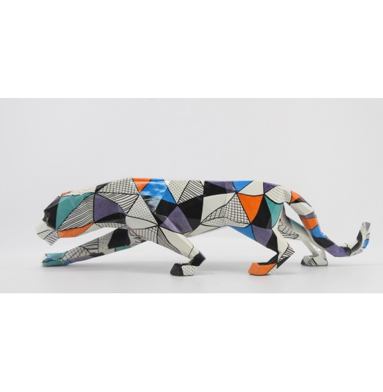 ÇOK RENKLİ REÇİNE LEOPAR 47,5x11x13CM