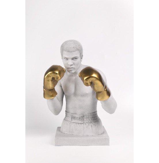 REÇİNE BOXING HEYKEL GRİ+ALTIN ​​ELDİVEN 25x29x35CM