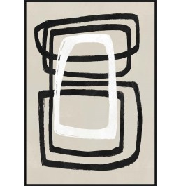 ÇERÇEVE BASKISI+EL BOYALI BEJ/SİYAH  100x140CM