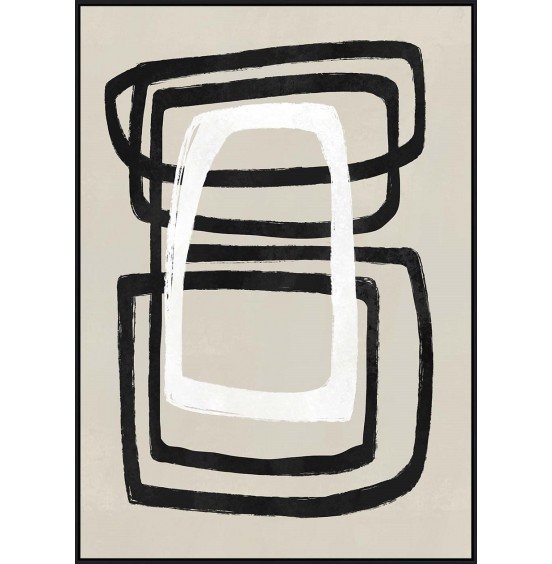 ÇERÇEVE BASKISI+EL BOYALI BEJ/SİYAH  100x140CM