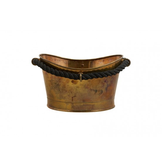 ŞAMPANYA SOĞUTUCU VINTAGE PİRİNÇ+SİYAH İP 43x36x24CM