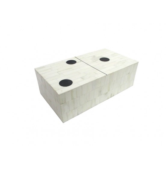 REÇİNE DOMINOLU BEYAZ KEMİK KUTUSU 33x18,5x11cm
