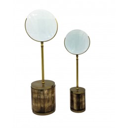 S/2 KAHVERENGİ KEMİK STAND ÜZERİNDE BÜYÜTEÇ 10x32CM/12,5x40CM