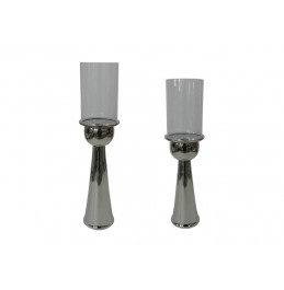 S/2 NİKEL AYAKLI MUM STAND 11,5x43CM/11,5x48CM