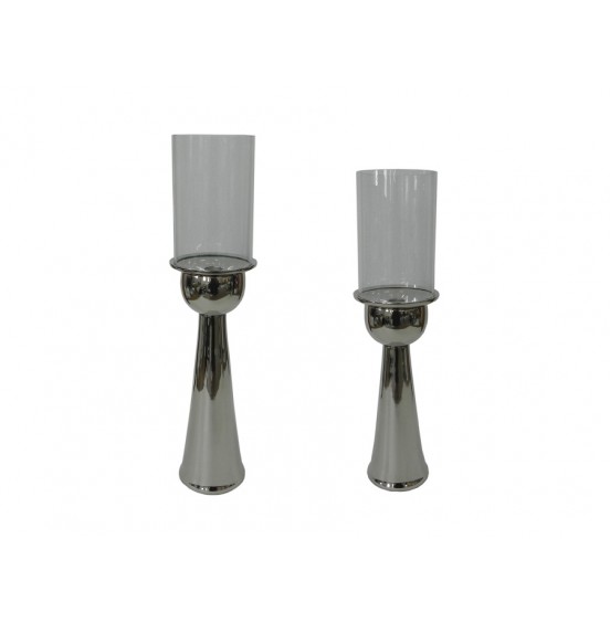 S/2 NİKEL AYAKLI MUM STAND 11,5x43CM/11,5x48CM