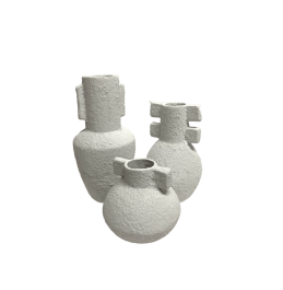 S/3PÜRÜZLÜ BEYAZ ECOMIX VAZO 16x16CM/25CM/32CM