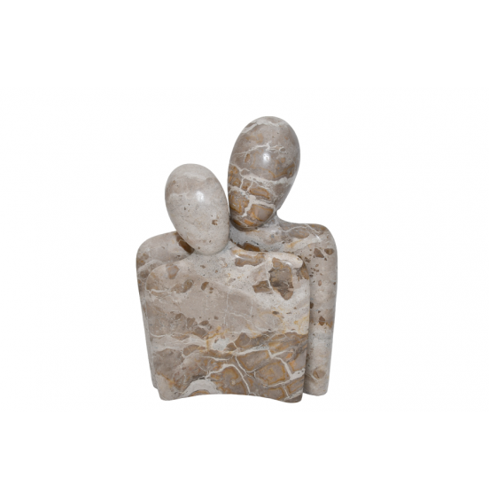 KAHVERENGİ MERMER SOYUT ÇİFT HEYKEL 19x6x27CM/24x8x32CM
