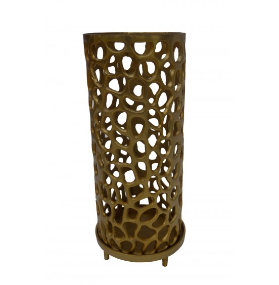 SİLİNDİR MUMLUK ANT.GOLD 18x43CM