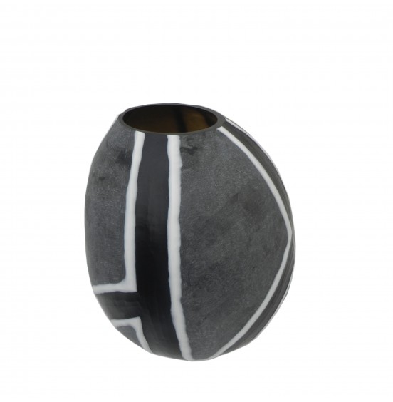 VAZO SİYAH/BEYAZ/GRİ MAT CAM 27x28,5cm