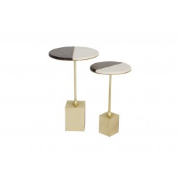 S/2 YUVARLAK MASA A.GOLD+WH/BLK MERMER 31x55CM/38x64CM S/2 YUVARLAK MASA A.GOLD+WH/BLK MERMER 31x55CM/38x64CM
