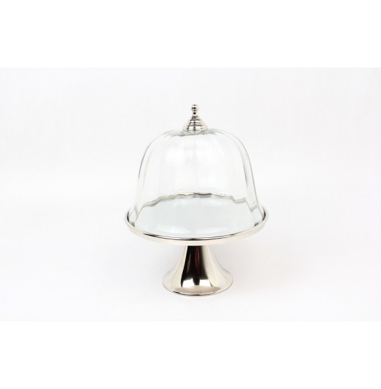 NİKEL + CAM 27,5x35CM STAND ÜZERİNDE YUVARLAK SUNUMLUK