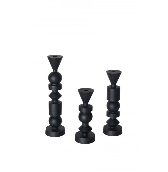 SET/3 MAT SİYAH ŞAMDAN 29CM/37CM/46CM
