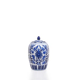 KAVANOZ PORSELEN BEYAZMAVİ MING  30CM