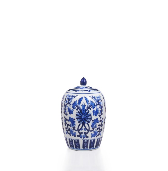KAVANOZ PORSELEN BEYAZMAVİ MING  30CM