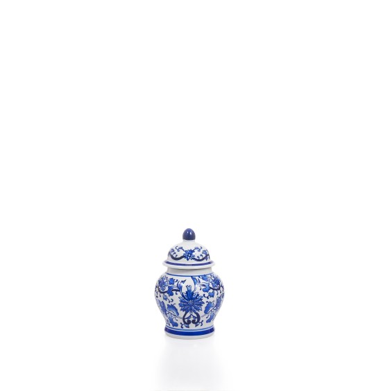 KAVANOZ PORSELEN BEYAZMAVİ MING  20CM