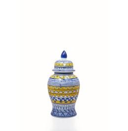 KÜP SERAMİK MAVİBEYAZSARI  19x36CM SET2