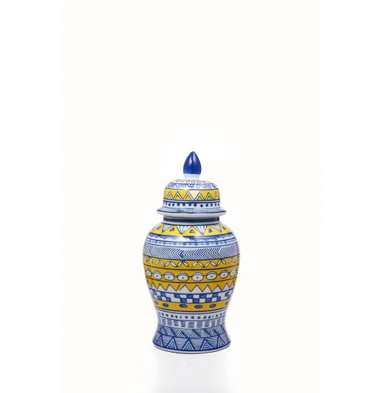 KÜP SERAMİK MAVİBEYAZSARI  19x36CM SET2
