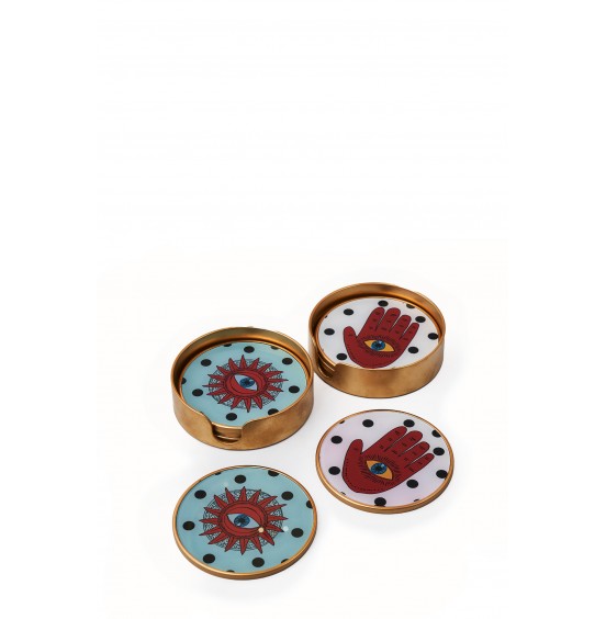 EL-GÖZ DETAY BARDAK ALTLIKLARI  SET2x2x4 11x3CM